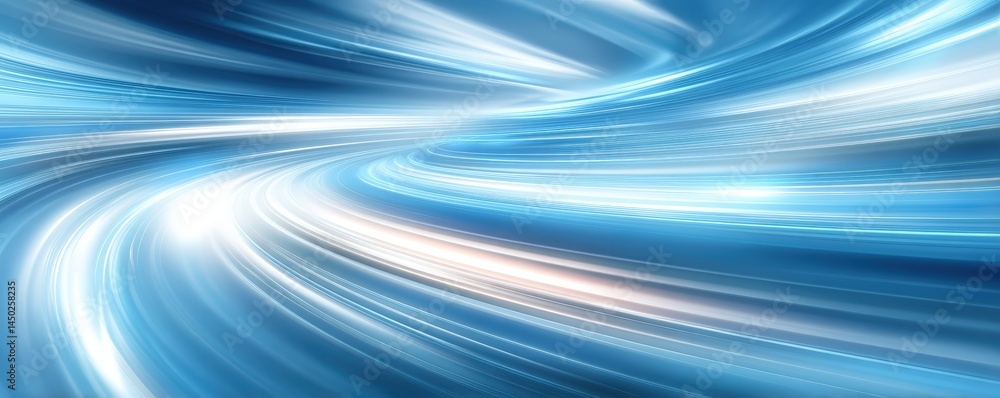 Aufkleber abstract blue and white light trails create a sense of motion and futuristic speed in a dynamic digi
