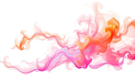 Obraz premium Abstract swirling pink, orange, and light blue smoke design on white background