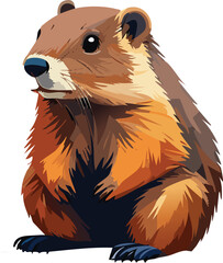 Obraz premium Groundhog flat vector illustration on transparent background.
