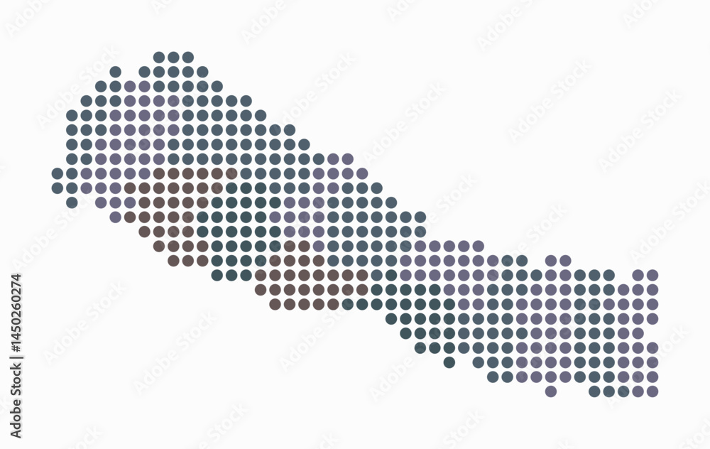 Poster nepal dotted map. digital style map of the country on white background. nepal shape with circle dots