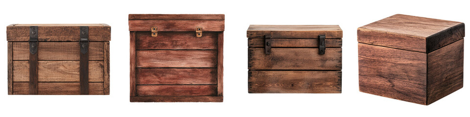 Wooden boxes and chests for storage and decor