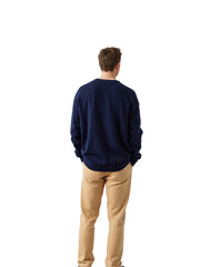 Teenager Standing Back View – Isolated Youth Looking Away PNG Image