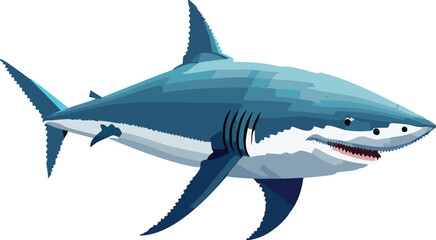 Obraz premium Greenland Shark flat vector illustration on transparent background.