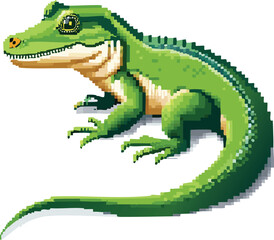 Caiman Lizard flat vector illustration on transparent background.