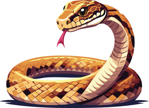 coiled snake with orange and brown scales clip art preview