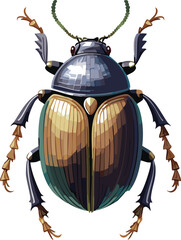 Japanese Beetle flat vector illustration on transparent background.