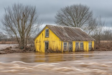 Obraz premium Flooded yellow house