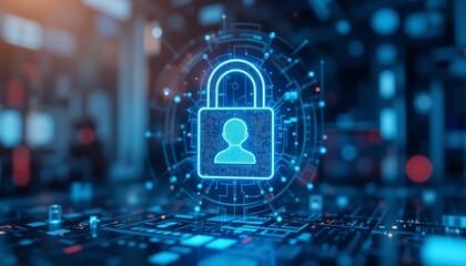 Digital User Data Security Cyber Privacy Protection Concept with Padlock Icon