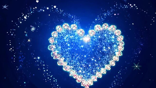 Vibrant Love-Themed Blue Star Sparkles: Dynamic Animated Scenery for February 14 Celebrations