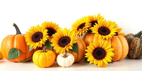 Painted Sunflower Pumpkins Autumnal Design
