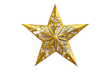 Fototapeta premium Ornate Gold Star Decoration on White or Transparent Background for Festive Occasions