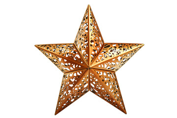 Obraz premium Golden Star Ornament with Intricate Cutouts on White or Transparent Background