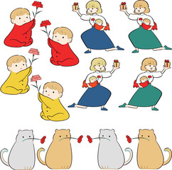 母の日用イラストセット