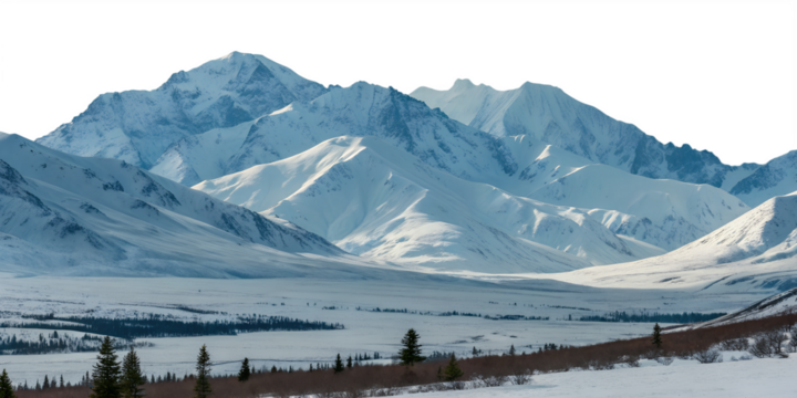 Alaska mountain range wilderness nature landscape isolated on white background png