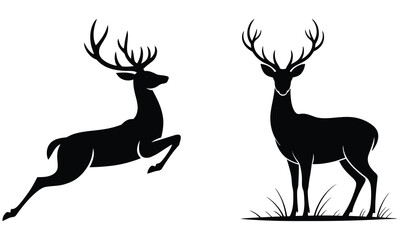 set of deer silhouettes