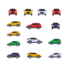 Car Icons Set, Colorful Automobiles For Infographics And Marketing Materials