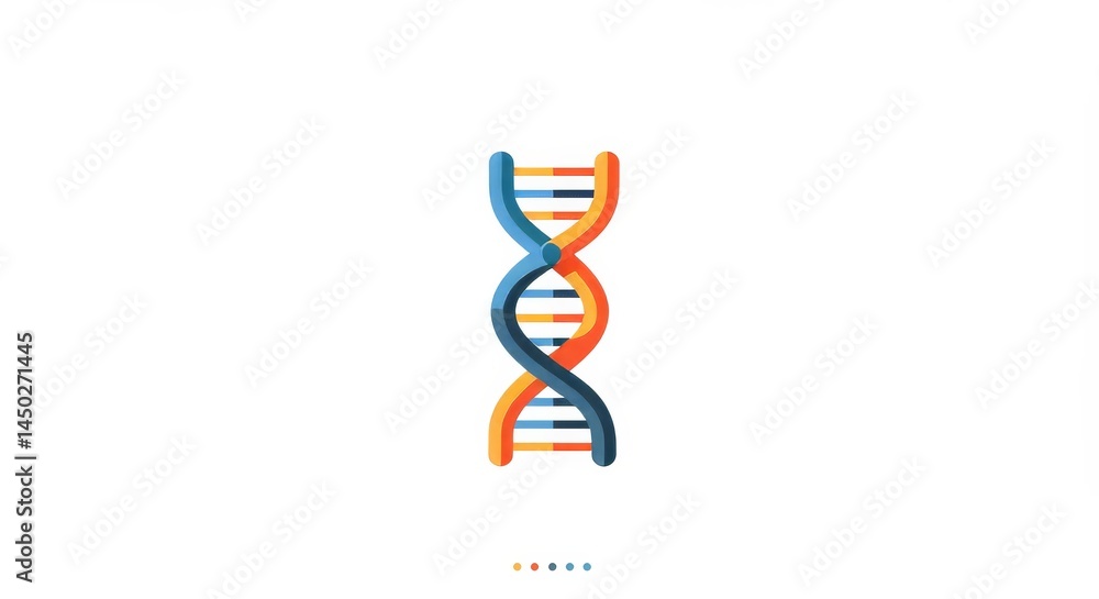 Poster abstract dna double helix representation with flat design on white background