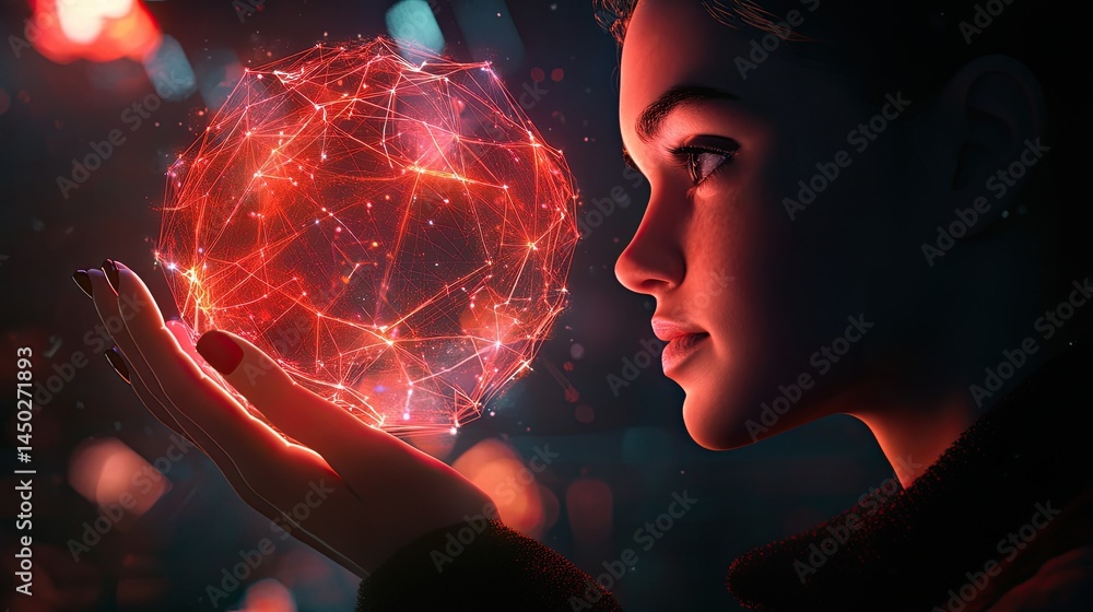 Aufkleber conceptual representation of network communication with digital innovation vision