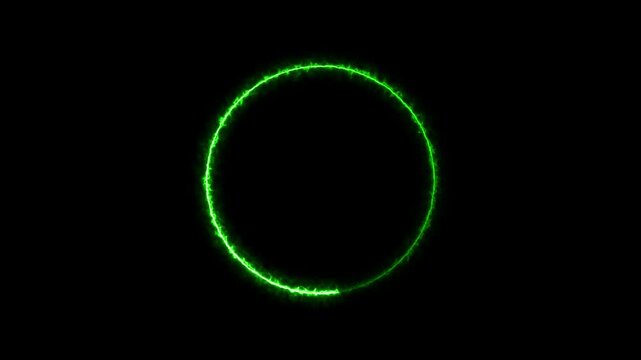 green energy glow ring, light circle, glowing number zero, circle facecam webcam