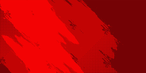 Red Abstract Brush Background with Sporty Style and Halftone Effect. Brush Stroke Illustration for Banner, Poster, or Sports Background