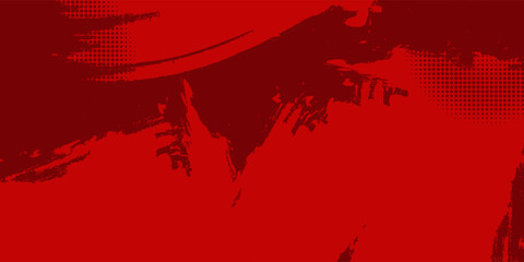 Red Abstract Brush Background with Sporty Style and Halftone Effect. Brush Stroke Illustration for Banner, Poster, or Sports Background