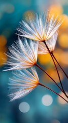 Delicate Whimsical Flowers with Soft Outlines on Colorful Background