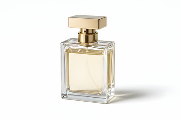 Elegant perfume bottle on a light background.