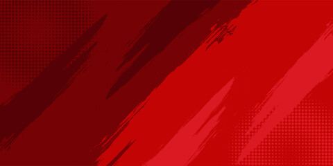 Red Abstract Brush Background with Sporty Style and Halftone Effect. Brush Stroke Illustration for Banner, Poster, or Sports Background