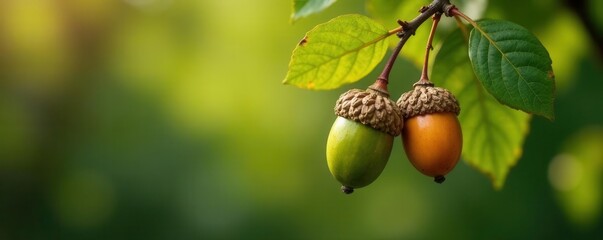 Mature Quercus suber shedding acorns, natural setting, plant, organic
