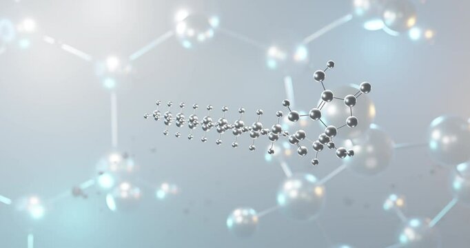 Ascorbyl stearate rotating 3d molecule, molecular structure of e305 seamless video
