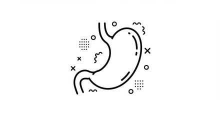 Fototapeta premium Stylized gastrointestinal tract outline with quirky abstract accent decorations