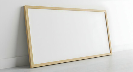 Obraz premium Large Blank Canvas in Natural Wood Frame Perfect for Modern Minimalist Home Decor Wall Art Mockup