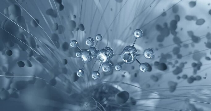 Looped video of Diethylene glycol, alcohol solvents, rotating molecular 3D ball-and-stick model