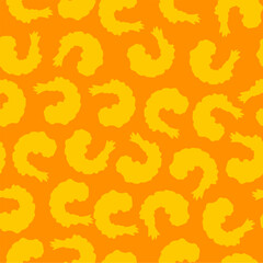 Tempura Shrimp Pattern background. Fried Shrimp Seamless pattern Background. Seafood Pattern Design. Crunchy Tempura Pattern.