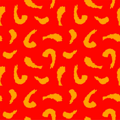 Tempura Shrimp Pattern background. Fried Shrimp Seamless pattern Background. Seafood Pattern Design. Crunchy Tempura Pattern.