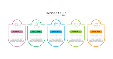 Timeline infographic template. 5 Step timeline journey, calendar Flat simple infographics design template. presentation graph. Business concept with 5 options, vector illustration.