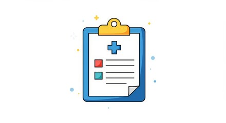 Illustration of a Medical Clipboard with Cross Symbol for Health Assessment