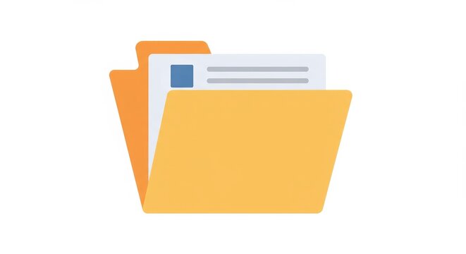 Vector illustration of a vibrant yellow folder with documents inside it