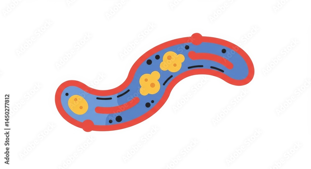 Poster stylized representation of a bacterium organism with visible internal structure