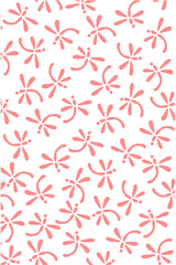 Pink dragonfly pattern fabric on white background. Animal wrapping paper 