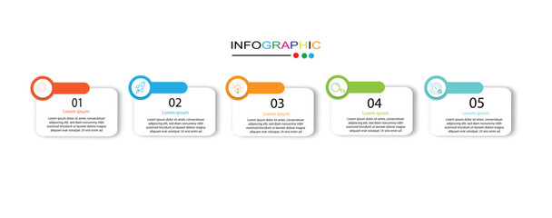 Timeline infographic template. 5 Step timeline journey, calendar Flat simple infographics design template. presentation graph. Business concept with 5 options, vector illustration.