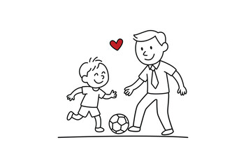 UntitledFather and Son Playing Football – Minimal Line Art Style
