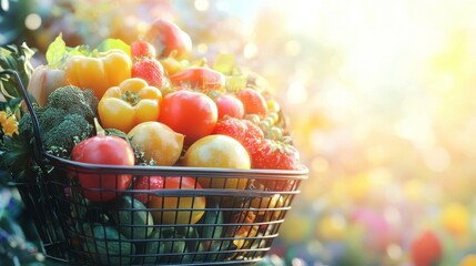 Naklejka premium Colorful Fresh Produce In A Bicycle Basket