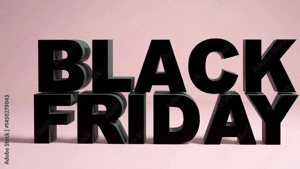 Aufkleber Black friday 3d letters are rotating slightly on a pink pastel background, creating a dynamic visual representation of the popular shopping event