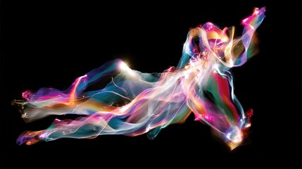 Abstract light art of flowing figure