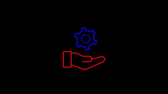 Continuous one single line hand setting icon drawing management Manufacturing icon neon glow vector illustration concept, setting icon technical concept and networking concept.