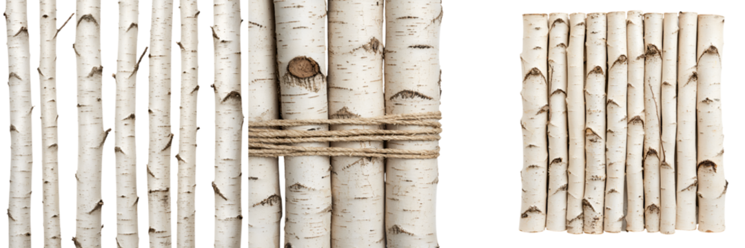 Birch tree trunks with distinctive white bark