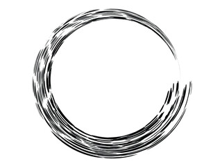 Grunge circle made of black ink using art brush. Grunge circle made of black ink.
