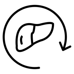 Liver Transplant Process Vector Line Icon Design