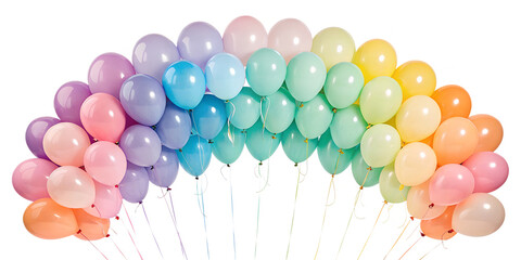 rainbow colorful pastel color balloons isolated on white background png